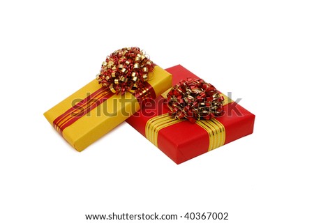 Boxes with gifts isolated on white background