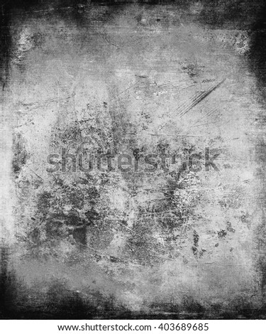 Abstract grunge vintage texture background with faded central area for your text or picture, grey wall with dark frame