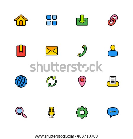 colorful simple web icon set for web design, user interface (UI), infographic and mobile application (apps)