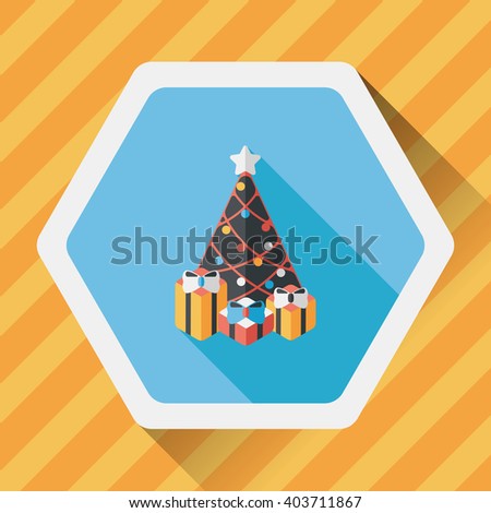 Christmas tree flat icon with long shadow eps10
