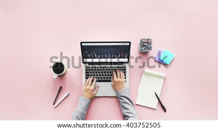 Computer Laptop Research Working Desk Concept Royalty-Free Stock Photo #403752505
