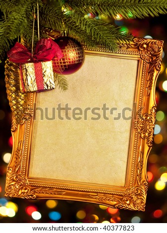 gold antique frame over abstract bokeh background