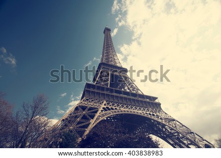 Vintage photo of Eiffel Tower, Paris, France