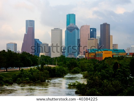 Houston downtown on a cloudy day