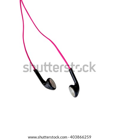 Close up on red earbuds isolated on white background (clipping path)