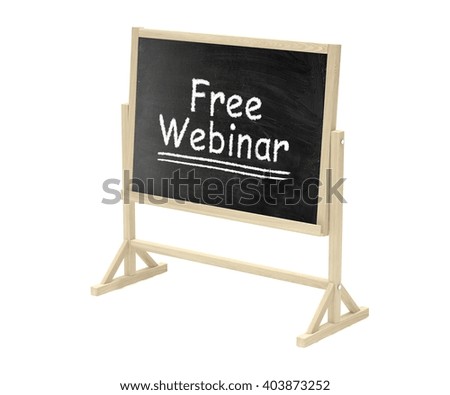 Free Webinar concept. Blackboard, chalkboard isolated on white. 3d rendering.