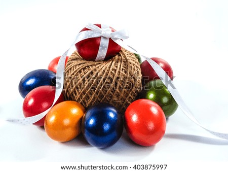 Beautiful Easter eggs on a white background