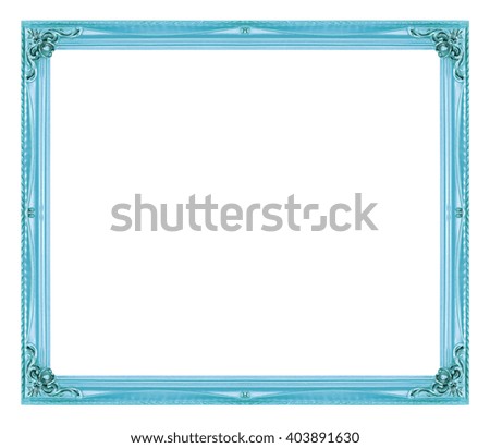 Antique picture blue frame isolated on white background.