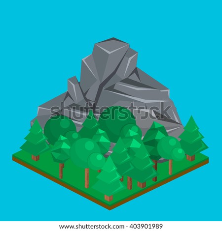 Isometric mountain landscape