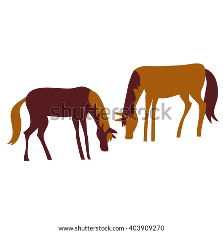Two Horses silhouette. Farm animals icon. vector illustration. 