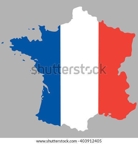 Map of France with an official national flag