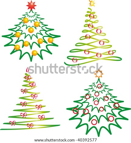 Christmas tree set vector