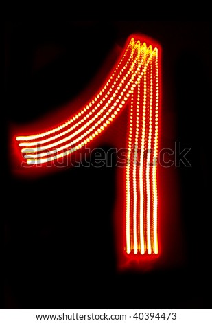 Number "1" made of red light
