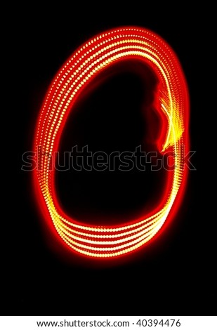 Number "0" made of red light