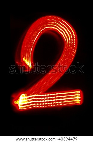 Number "2" made of red light