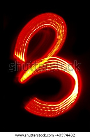 Number "3" made of red light