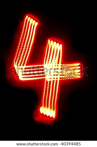 Number "4" made of red light