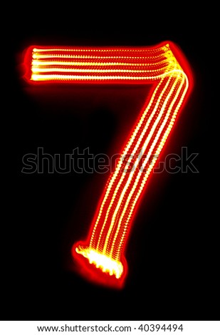 Number "7" made of red light