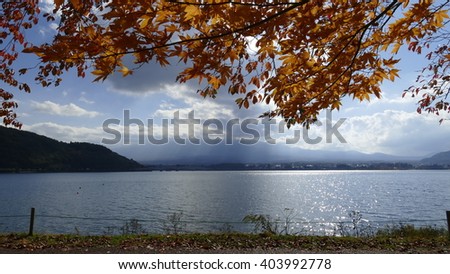 The Kawaguchiko beautiful fall scenery and background, Japan