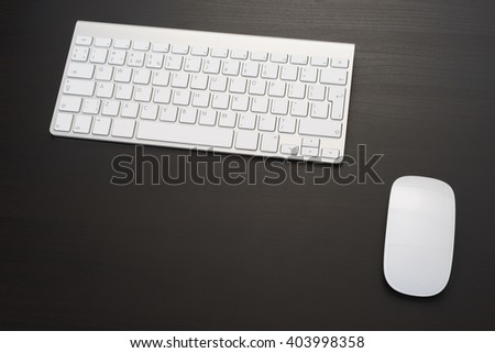 Computer mouse and keyboard in the workplace in the office.