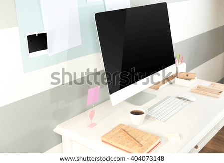 Modern workplace with computer on the table