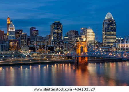 Cincinnati skyline at twilight