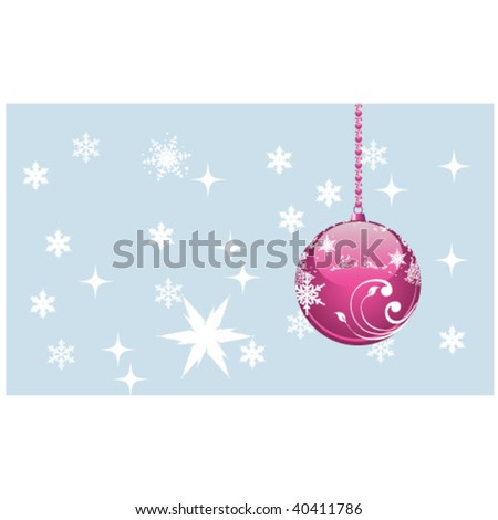 Single christmas ball snowing scene