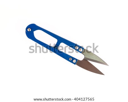 Scissors to cut the thread isolated on white background