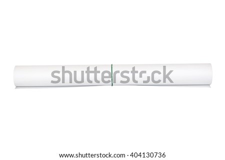 White paper rolled into a roll isolated on white Royalty-Free Stock Photo #404130736
