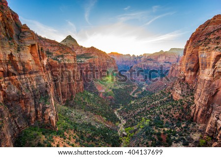 Amazing view of Zion national park, Utah Royalty-Free Stock Photo #404137699