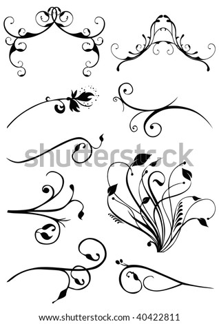 Floral silhouettes. Every silhouette is an individual single path and in a separate layer. You can resize them, change their shape, their color, do whatever you want.