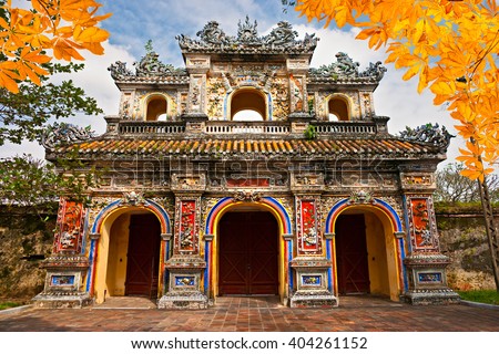Entrance of Citadel, Hue, Vietnam. Unesco World Heritage Site.  Royalty-Free Stock Photo #404261152