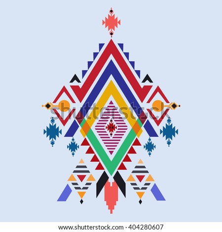 Textile vector Aztec mix geometric with light blue color background
