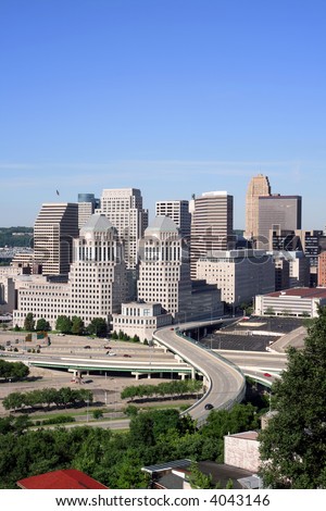 View of buildings of downtown Cincinnati, Ohio.