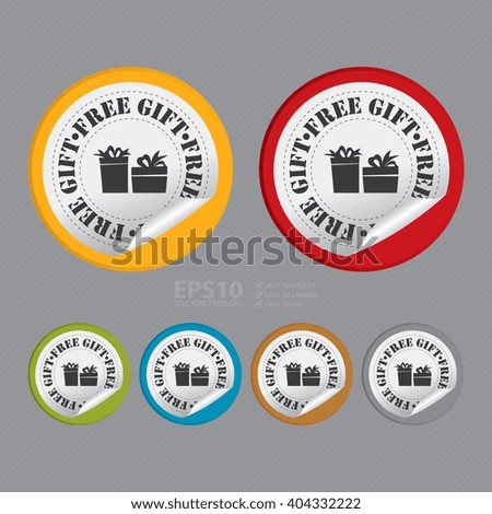 Vector : Circle Free Gift Product Label, Campaign Promotion Infographics Flat Icon, Peeling Sticker, Sign 
