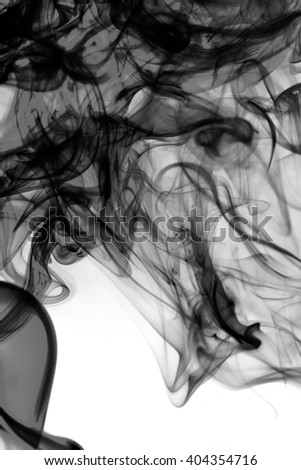 Black smoke on a white background.
