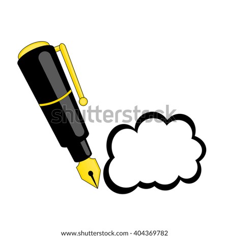 The  illustration of the black metal pen with the place for text in the white background