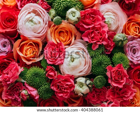 abstract background of spring colorful bouquet flowers