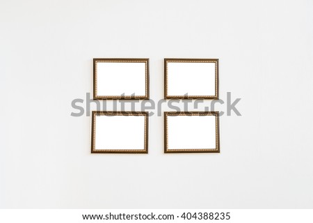 Picture frame wooden four on cement wall