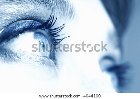 An image of expressive blue woman's eyes
