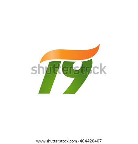 number 19 swoosh design template logo green orange