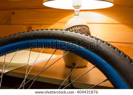 Rubber tire for bicycle with damage close-up