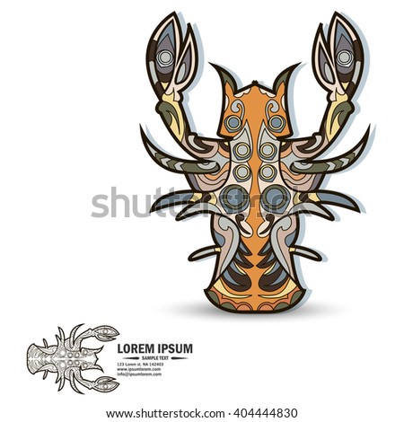 Creative multicolor and black and white logo and brandbook elements with crawfish