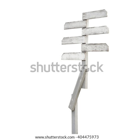 wooden direction sign with blank spaces for text isolated on white background