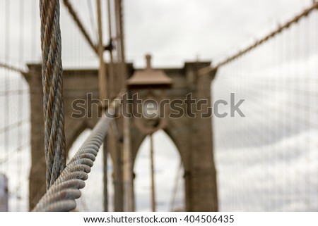 Brooklyn Bridge New York close up of a strong wire holding the brudge