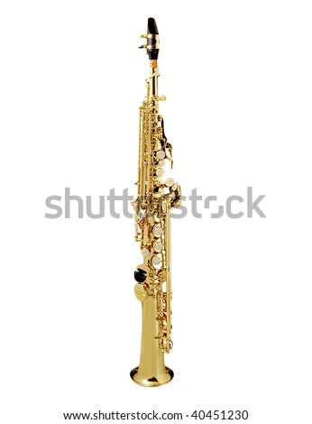 Soprano Sax, wind instrument. On a white background Royalty-Free Stock Photo #40451230