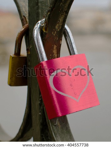 The lock with heart on the railway bridge in Prague
