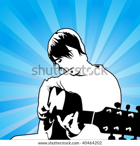 playing guitar vector illustration