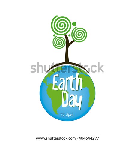 Isolated abstract tree and our planet on a white background