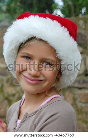 Pretty Girl in Christmas hat